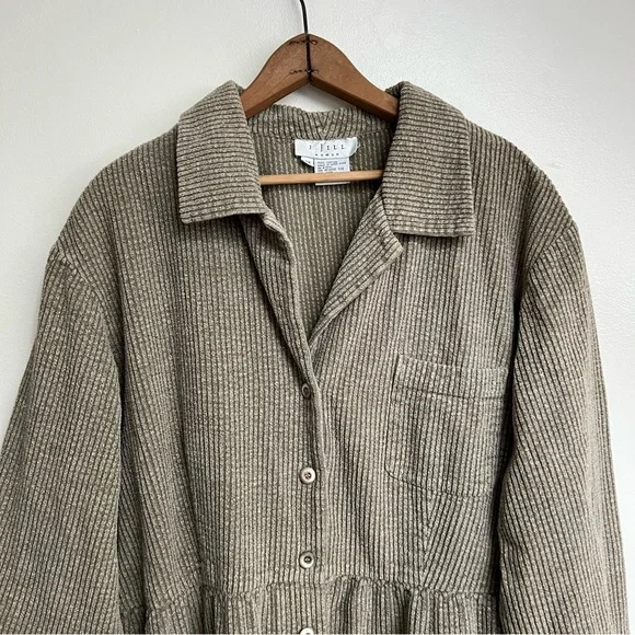 Vintage J Jill Corduroy Button Down Babydoll Dress 2X - Picture 3 of 7